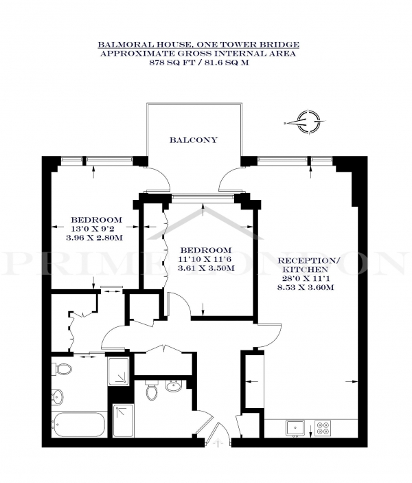 Floor Plan Image for 2 Bedroom Apartment for Sale in Balmoral House, One Tower Bridge, London