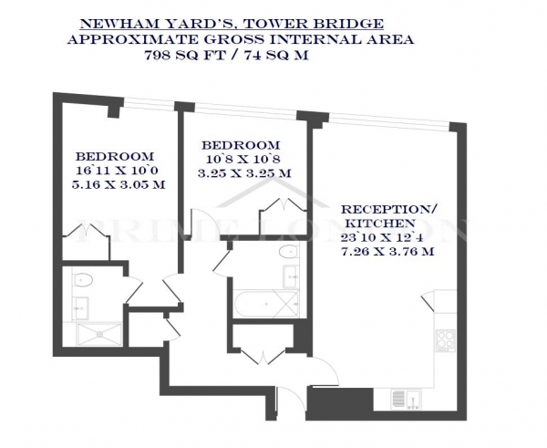 Floor Plan Image for 2 Bedroom Apartment to Rent in Newham's Yard, Bermondsey, London