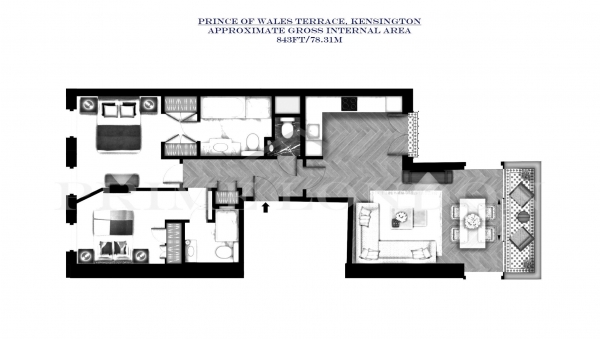 Floor Plan Image for 2 Bedroom Apartment to Rent in Prince of Wales Terrace, Kensington, London