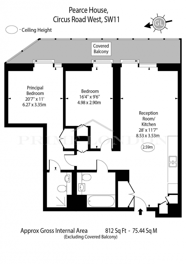 Floor Plan Image for 2 Bedroom Apartment for Sale in Pearce House, Battersea Power Station, London