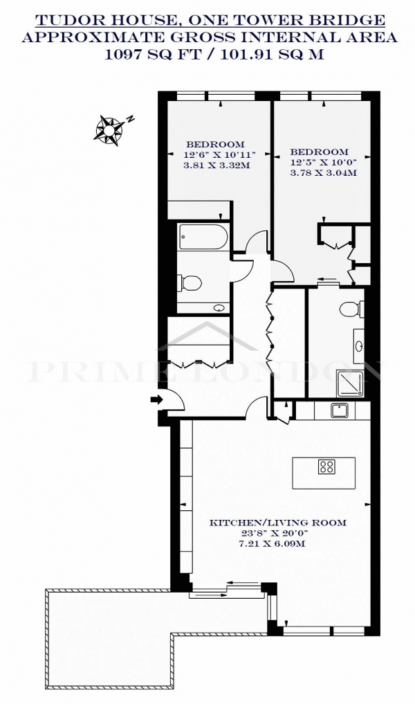 Floor Plan Image for 2 Bedroom Apartment for Sale in Tudor House, One Tower Bridge, London