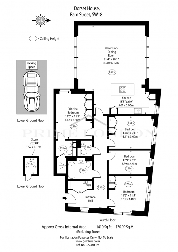 Floor Plan Image for 4 Bedroom Apartment for Sale in Dorset House, Ram Quarter, Wandsworth