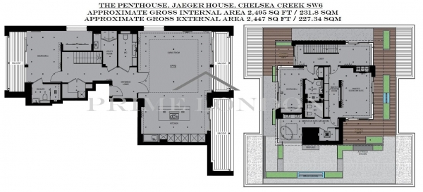 Floor Plan Image for 3 Bedroom Penthouse for Sale in The Penthouse, Jaeger House, Chelsea Creek