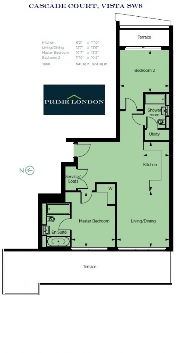 Floor Plan Image for 2 Bedroom Apartment for Sale in Cascade Court, Vista, Chelsea Bridge