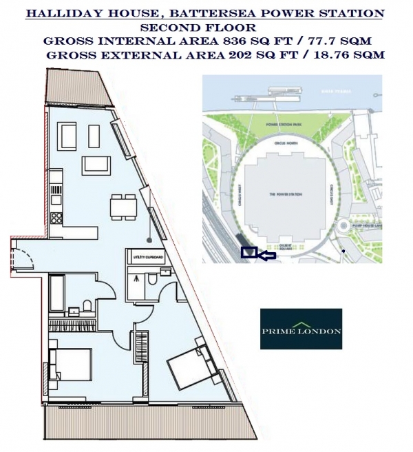 Floor Plan Image for 2 Bedroom Property for Sale in Halliday House, Battersea Power Station, Nine Elms