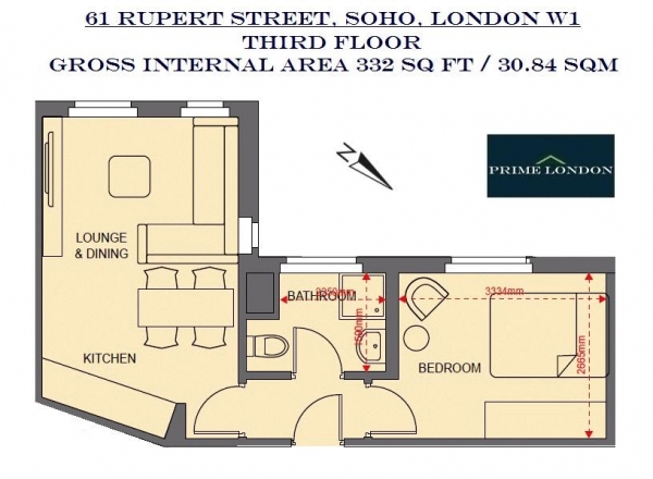 Floor Plan Image for 1 Bedroom Apartment for Sale in 59-61 Rupert Street, Soho, London