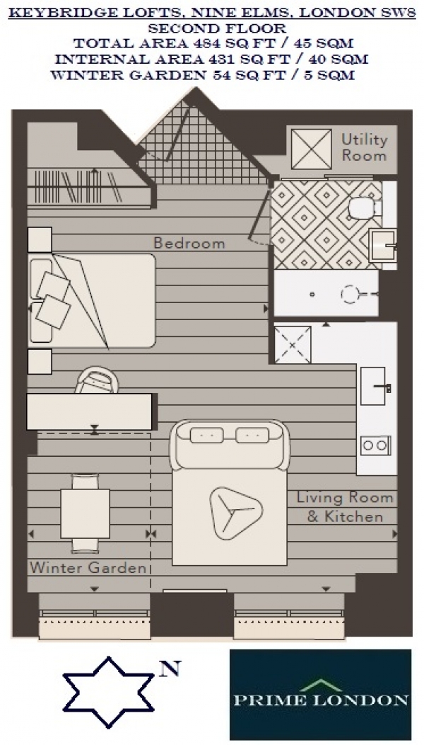 Floor Plan Image for Apartment for Sale in Keybridge Tower, 1 Exchange Gardens, Vauxhall