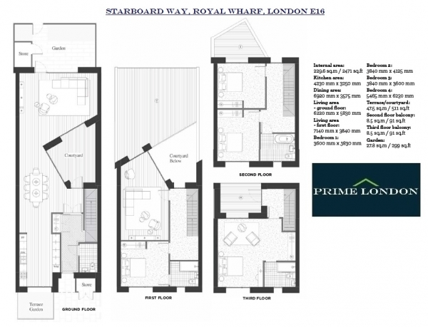 Floor Plan Image for 5 Bedroom Property for Sale in Starboard Way, Royal Wharf, Docklands