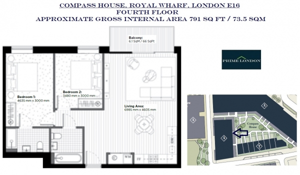 Floor Plan Image for 2 Bedroom Property for Sale in Windlass House, Royal Wharf, London