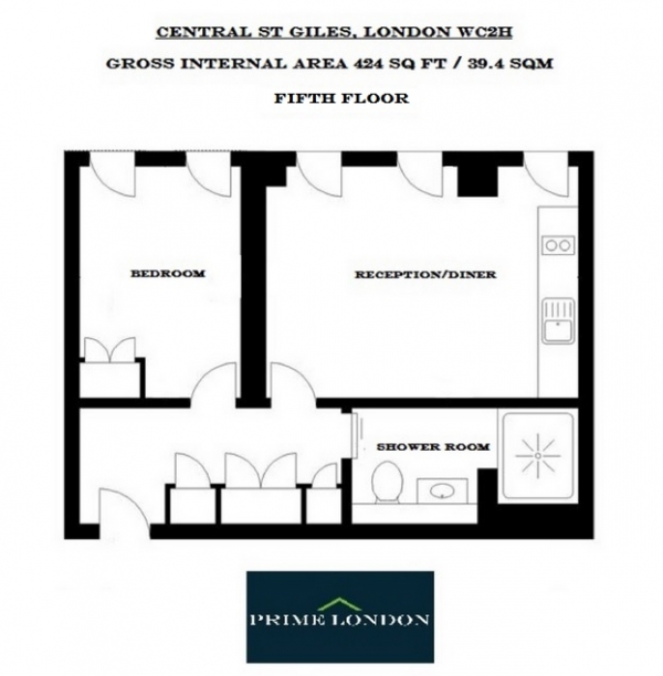 Floor Plan Image for 1 Bedroom Apartment for Sale in Central Saint Giles Piazza, West End