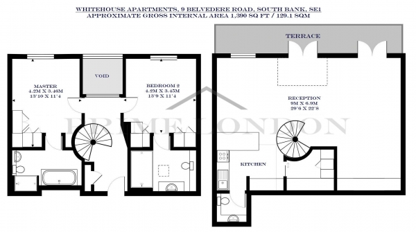 Floor Plan Image for 2 Bedroom Penthouse to Rent in Whitehouse Apartments, 9 Belvedere Road, South Bank