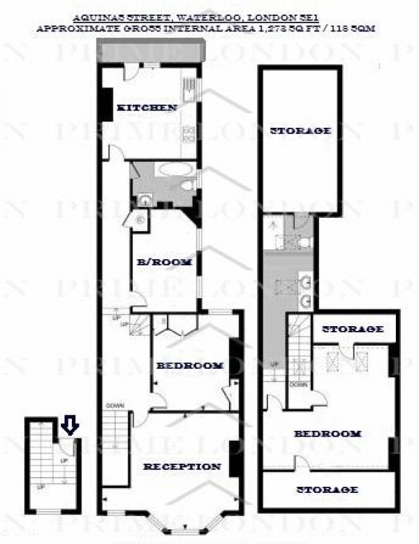 Floor Plan Image for 3 Bedroom Apartment to Rent in Aquinas Street, Bankside, London