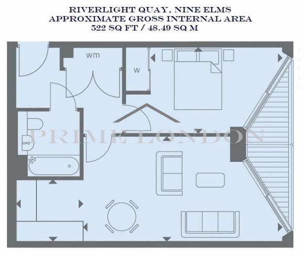 Floor Plan Image for 1 Bedroom Apartment to Rent in Four Riverlight Quay, Nine Elms, London