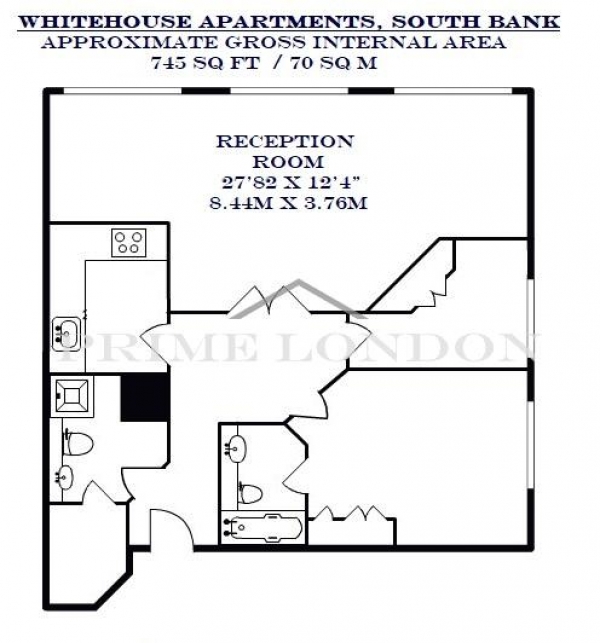 Floor Plan Image for 2 Bedroom Apartment to Rent in The Whitehouse Apartments, 9 Belvedere Road, South Bank