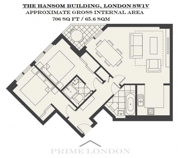 Floor Plan Image for 2 Bedroom Apartment to Rent in The Hansom Building, 4 Bridge Place, Victoria
