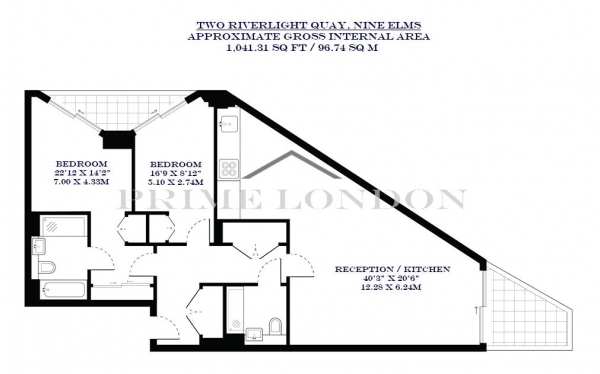 Floor Plan Image for 2 Bedroom Apartment to Rent in Two Riverlight Quay, Nine Elms Lane, Nine Elms