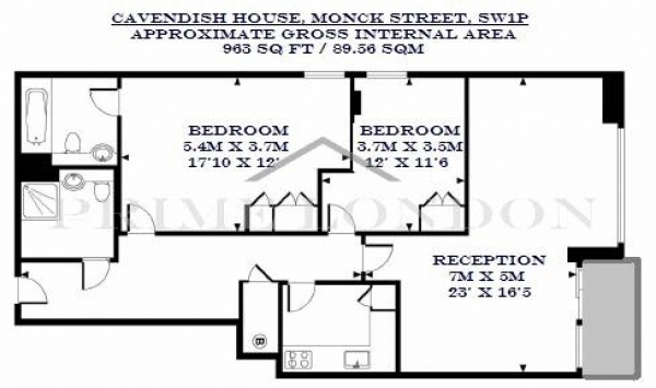 Floor Plan Image for 2 Bedroom Apartment to Rent in Cavendish House, 31 Monck Street, Westminster