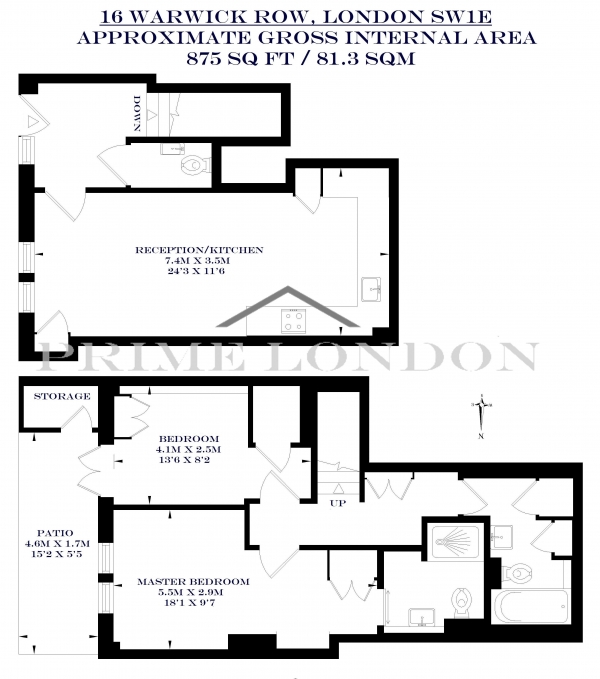 Floor Plan Image for 2 Bedroom Apartment for Sale in 16 Warwick Row, St James's Park, London