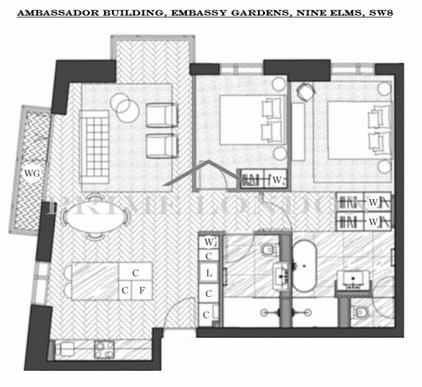 Floor Plan Image for 2 Bedroom Apartment for Sale in Ambassador Building, Embassy Gardens, London