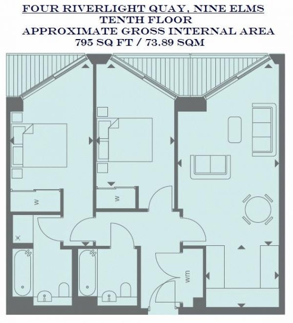 Floor Plan Image for 2 Bedroom Apartment to Rent in Four Riverlight Quay, Nine Elms, London