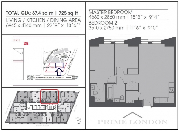 Floor Plan Image for 2 Bedroom Apartment for Sale in 251 Southwark Bridge Road, Southwark, London