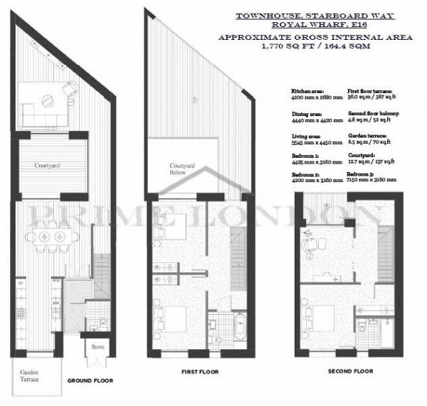 Floor Plan Image for 4 Bedroom Town House to Rent in Townhouse, Starboard Way, Royal Wharf