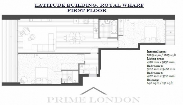 Floor Plan Image for 2 Bedroom Apartment for Sale in Liner House, 16 Admiralty Avenue, Royal Wharf