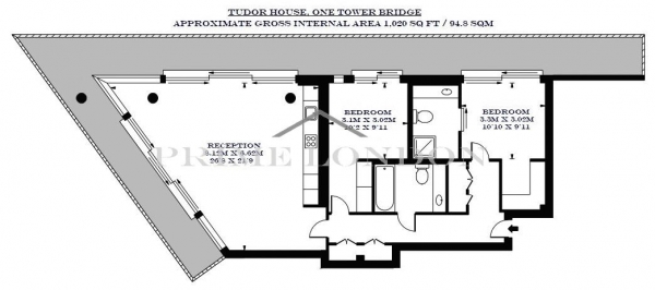 Floor Plan Image for 2 Bedroom Apartment to Rent in Tudor House, One Tower Bridge, London