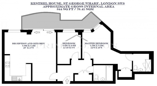 Floor Plan Image for 2 Bedroom Apartment to Rent in Kestrel House, St George Wharf, London