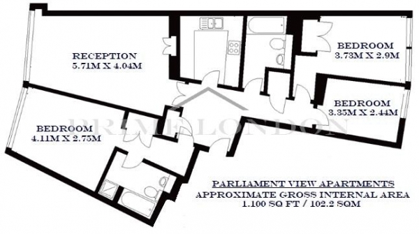 Floor Plan Image for 3 Bedroom Apartment to Rent in Parliament View Apartments, 1 Albert Embankment, London