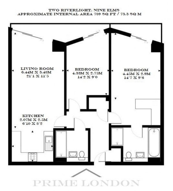 Floor Plan Image for 2 Bedroom Apartment for Sale in Two Riverlight Quay, Nine Elms, London