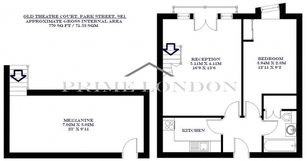 Floor Plan Image for 1 Bedroom Apartment to Rent in Old Theatre Court, Park Street, Bankside