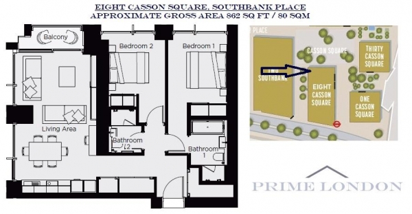 Floor Plan Image for 2 Bedroom Apartment for Sale in Eight Casson Square, Southbank Place, London