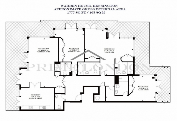 Floor Plan Image for 3 Bedroom Penthouse to Rent in Warren House, Beckford Close, Kensington