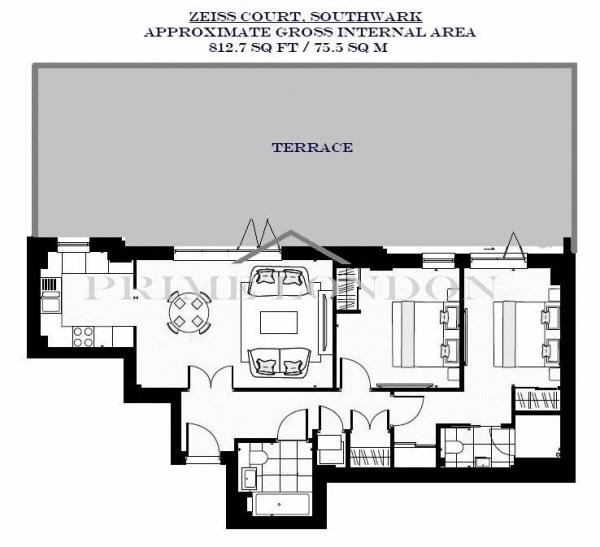 Floor Plan Image for 2 Bedroom Apartment to Rent in Zeiss Court, 46 Lancaster Street, Southwark