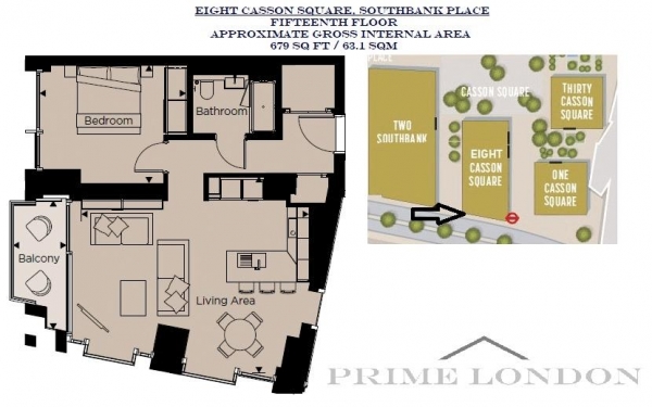 Floor Plan Image for 1 Bedroom Apartment for Sale in Eight Casson Square, Southbank Place, London