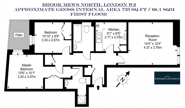 Floor Plan Image for 2 Bedroom Apartment for Sale in 19-24 Brook Mews North, Lancaster Gate, London