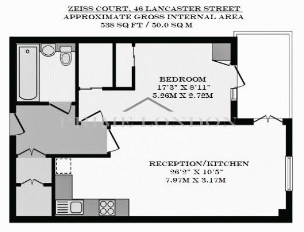 Floor Plan Image for 1 Bedroom Apartment for Sale in Zeiss Court, 46 Lancaster Street, Southwark