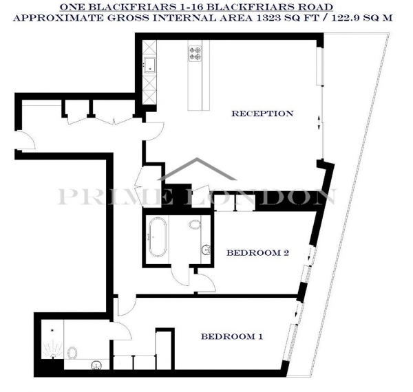 Floor Plan Image for 2 Bedroom Apartment for Sale in One Blackfriars, 1-16 Blackfriars Road, London