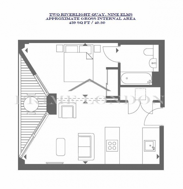 Floor Plan Image for 1 Bedroom Apartment to Rent in Two Riverlight Quay, Nine Elms, London