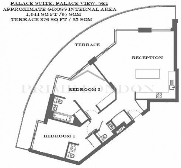 Floor Plan Image for 2 Bedroom Penthouse for Sale in Palace View, 1 Lambeth High Street, London