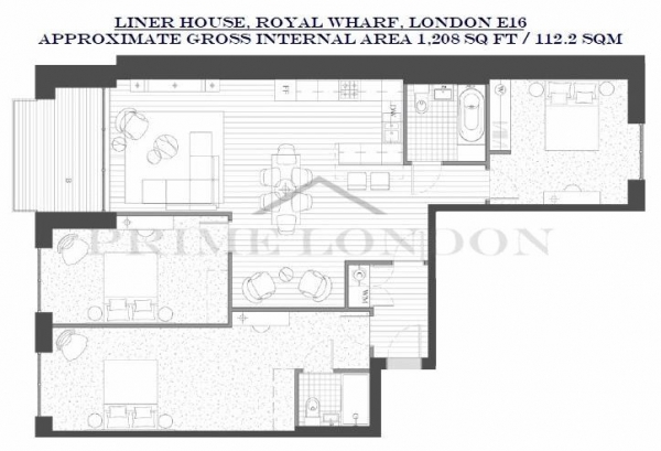 Floor Plan Image for 3 Bedroom Apartment for Sale in Liner House, Royal Wharf, Docklands