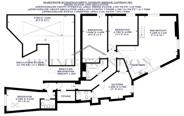 Floor Plan for 4 Bedroom Apartment to Rent in Devon House, Maidstone Buildings Mews, London Bridge, 1 Maidstone Buildings Mews, SE1, 1GE - £1400  pw | £6067 pcm