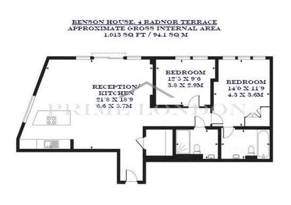 Floor Plan Image for 2 Bedroom Apartment for Sale in Benson House, 375 Kensington High Street, Kensington