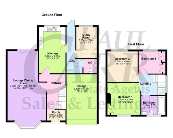 Floor Plan Image for 3 Bedroom Property for Sale in Penns Lane, Sutton Coldfield, B72 1BL