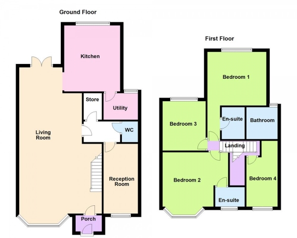Floor Plan for 4 Bedroom Property for Sale in Reddicap Heath Road, Sutton Coldfield, B75 7ET, B75, 7ET -  &pound415,000