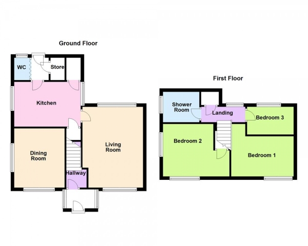 Floor Plan for 3 Bedroom End of Terrace House for Sale in Hollyfield Crescent, Sutton Coldfield, B75 7SW, B75, 7SW -  &pound275,000