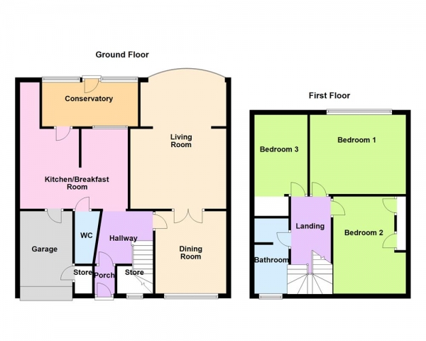 Floor Plan for 3 Bedroom Semi-Detached House for Sale in Rosslyn Road, Sutton Coldfield, B76 1HF, B76, 1HF - Guide Price &pound350,000