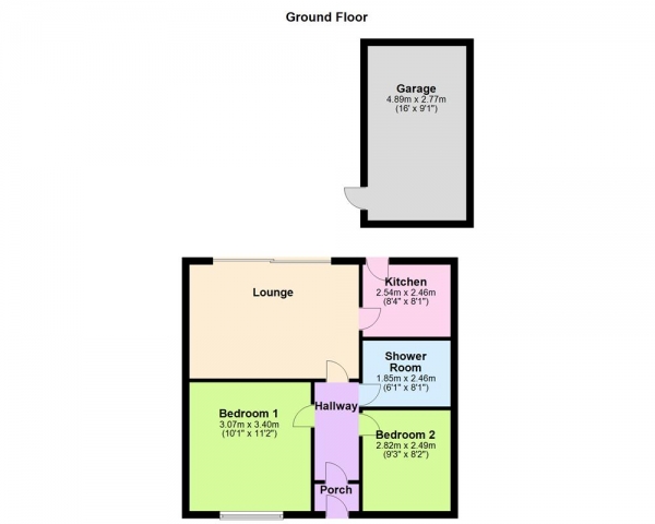 Floor Plan for 2 Bedroom Semi-Detached Bungalow for Sale in North Drive Sutton Coldfield B75 7TQ , B75, 7TQ - Offers in Excess of &pound250,000