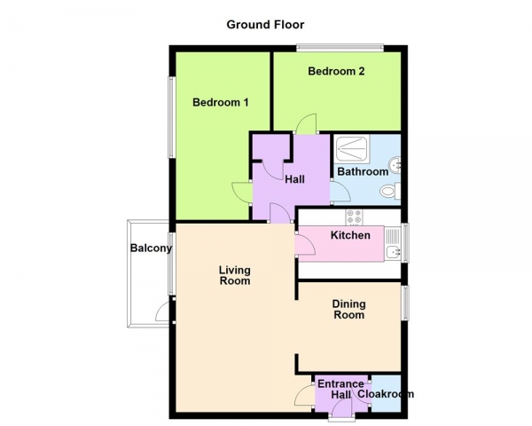 Floor Plan for 2 Bedroom Apartment for Sale in Springfield Road, Sutton Coldfield, B76, 2SH - Offers in Excess of &pound150,000